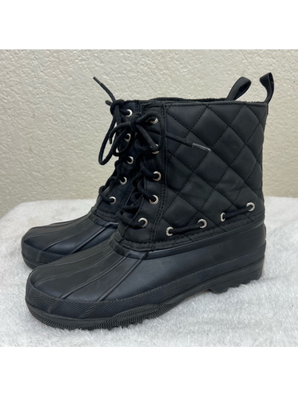Sperry Quilted Waterproof Boots Black Size 7